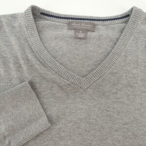 Daniel Cremieux Signature Cashmere Cotton Blend Gray‎ V-Neck Sweater Mens XL